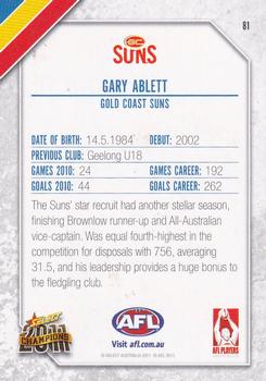 2011 Select AFL Champions #81 Gary Ablett Jr. Back